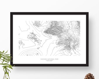 Saguaro National Park, Arizona | Topographic Print, Contour Map, Map Art | Home or Office Decor, Gift for Wilderness Lover or Camper