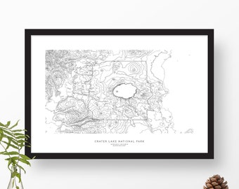 Crater Lake National Park, Oregon | Topographic Print, Contour Map, Map Art | Home or Office Decor, Gift for Wilderness Lover or Hiker