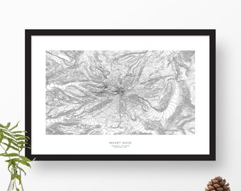 Mount Hood, Oregon | Topographic Print, Contour Map, Map Art | Home or Office Decor, Gift for Wilderness Lover, Camper, or Hiker