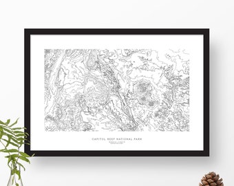 Capitol Reef National Park, Utah | Topographic Print, Contour Map, Map Art | Home or Office Decor, Gift for Western Desert Landscape Lover