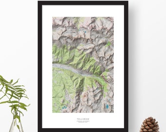 Telluride, Colorado | USGS Topographic Print Map Art in Color | Home or Office Decor, Gift for Mountain Lover, Skier, or Snowboarder