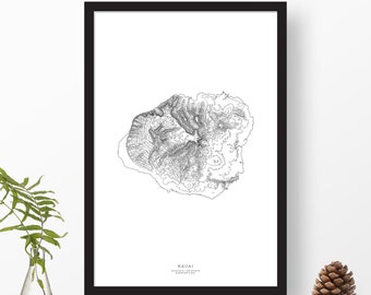 Kauai Hawaii Topographic Print Contour Map Map Art Home  Etsy