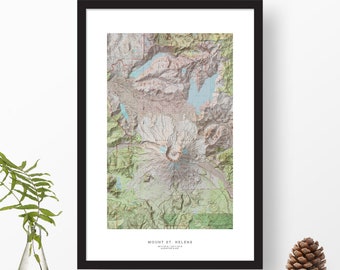 Mount St. Helens, Washington | USGS Topographic Print Map Art in Color | Home or Office Decor, Gift for Wilderness Lover, Camper, or Hiker