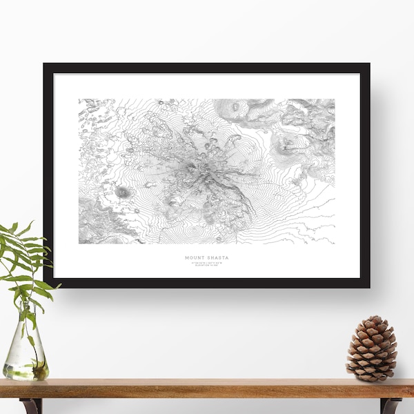 Mount Shasta, California | Topographic Print, Contour Map, Map Art | Home or Office Decor, Gift for Wilderness Lover, Camper, or Hiker