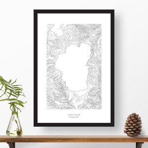 Lake Tahoe, California and Nevada | Topography, Topographic Print, Contour Map, Map Art | Home or Office Decor, Gift for Outdoor Enthusiast