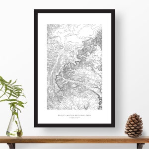 Bryce Canyon National Park, Utah | Topographic Print, Contour Map, Map Art | Home or Office Decor, Gift for Wilderness Lover or Camper