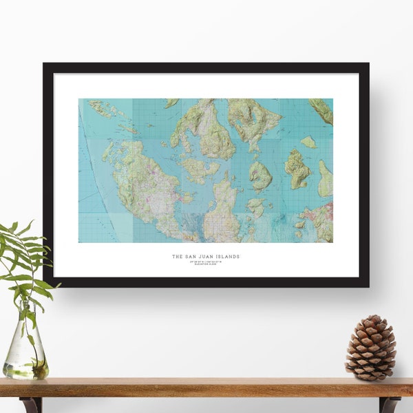 The San Juan Islands, Washington | USGS Topographic Print Map Art in Color | Home or Office Decor, Gift for Pacific Northwest Ocean Lover