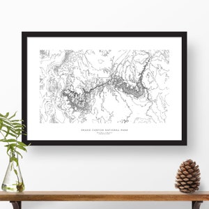 Grand Canyon National Park, Arizona Topographic Print, Contour Map, Map Art Home or Office Decor, Gift for Wilderness Lover or Camper image 1