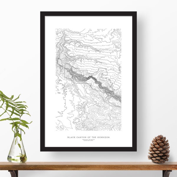 Black Canyon of the Gunnison National Park, Colorado | Topographic Print, Contour Map, Map Art | Home or Office Decor, Gift