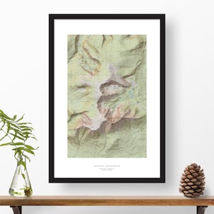 Mount Katahdin, Maine | USGS Topographic Print Map Art in Color | Home or Office Decor, Gift for AT Backpacker,Thru-hiker, or Hiker