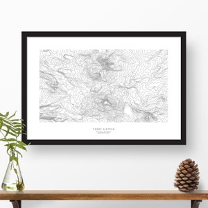 Three Sisters, Oregon | Topographic Print, Contour Map, Map Art | Home or Office Decor, Gift for Wilderness Lover, Camper, or Hiker