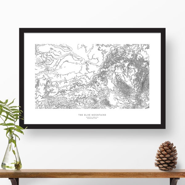 The Blue Mountains (The Blues), Eastern Washington & Oregon | Topographic Print, Contour Map, Map Art, Topo Map | Home or Office Decor