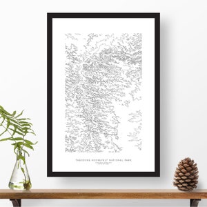 Theodore Roosevelt National Park, North Dakota | Topographic Print, Topo Print, Contour Map, Map Art | Home or Office Decor, Prairie Gift