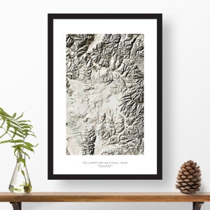 Yellowstone National Park | Topographic Shaded Relief Print Poster with Color Overlay | Home or Office Decor, Gift for Camper or Hiker