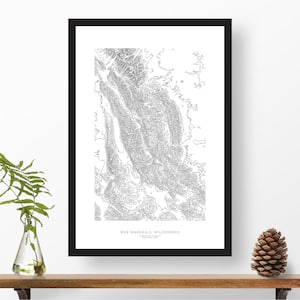 Bob Marshall Wilderness, Montana | Topographic Print, Contour Map, Map Art | Home or Office Decor, Gift for Wilderness Lover or Hiker