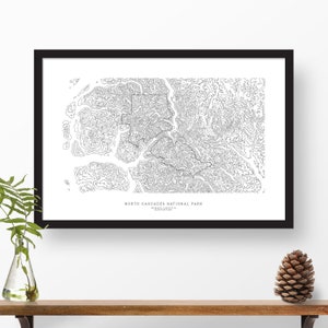 North Cascades National Park, Washington | Topographic Print, Contour Map, Map Art | Home or Office Decor, Gift for Mountain Lover or Hiker