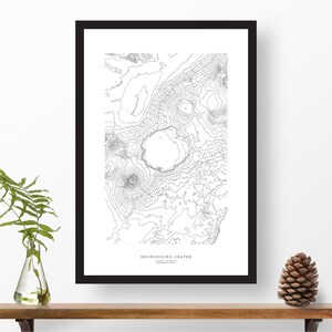 Ngorongoro Crater, Tanzania | Topographic Print, Contour Map, Map Art | Home or Office Decor, Gift for Traveler, Volcano, or Wildlife Lover