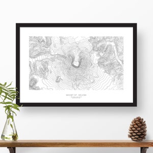 Mount St. Helens, Washington | Topographic Print, Contour Map, Map Art | Home or Office Decor, Gift for Cascades Volcano Lover