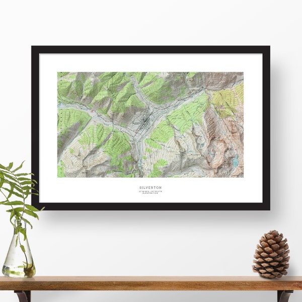 Silverton, Colorado | USGS Topographic Print Map Art in Color | Home or Office Decor, Gift for Mountain Lover, Skier, or Snowboarder