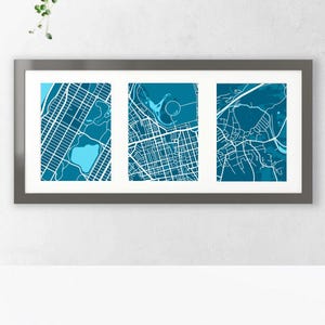 Custom Map Art  |  Meaningful Places Map Trio: Block Style  |  Custom Map Prints, Printable Personalized Gift, Choose Your Location Maps