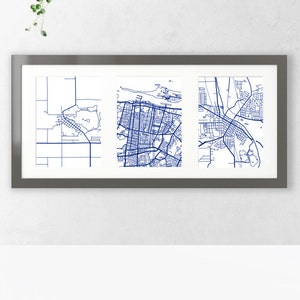 Art de carte personnalisé | Trio de cartes de lieux significatifs : style de dessin au trait | Impressions de cartes personnalisées, cadeau personnalisé imprimable, choisissez vos cartes de localisation