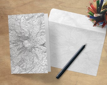 Mount Rainier, Washington Topographic Map Art Greeting Card | 5" x 7" (A7), Blank Inside, Includes Printed Envelope | Perfect Card for Hiker
