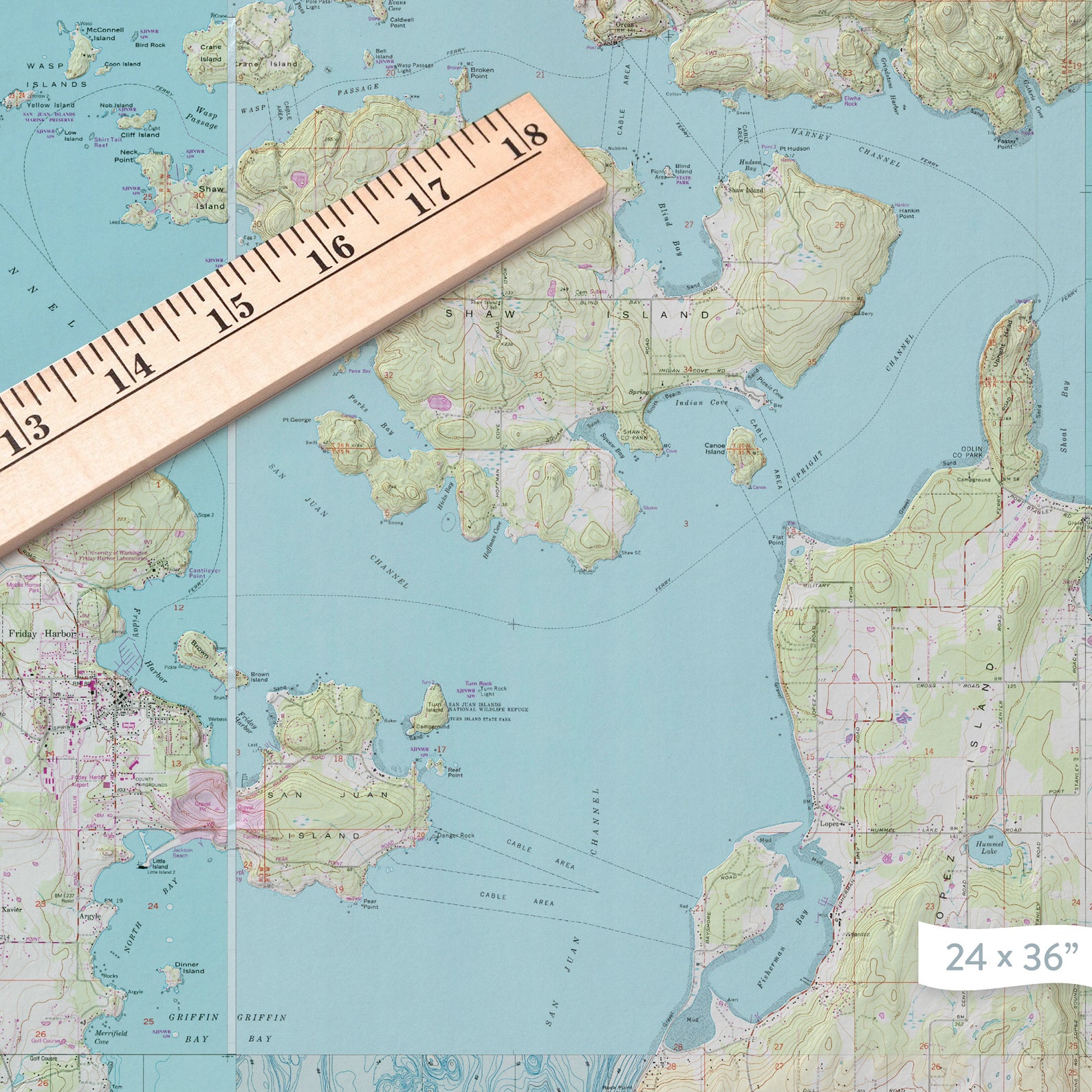 The San Juan Islands Washington USGS Topographic Print Map - Etsy