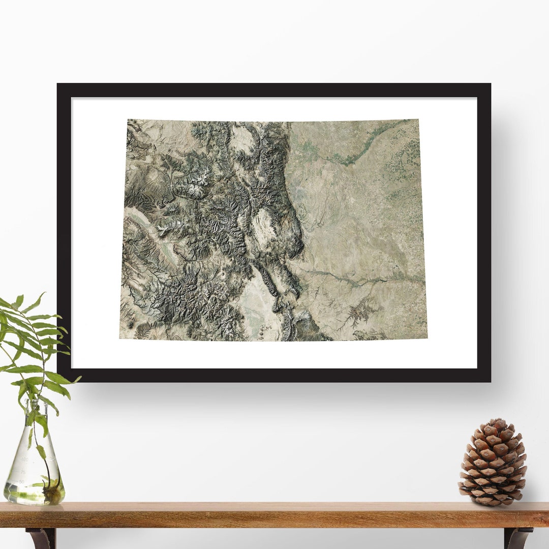 Colorado State Map Art | Topographic Shaded Relief Print Poster With ...