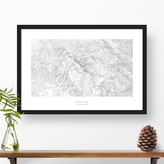 Pikes Peak, Colorado | Topographic Print, Contour Map, Map Art | Home or Office Decor, Gift for Wilderness Lover, Camper, or Hiker