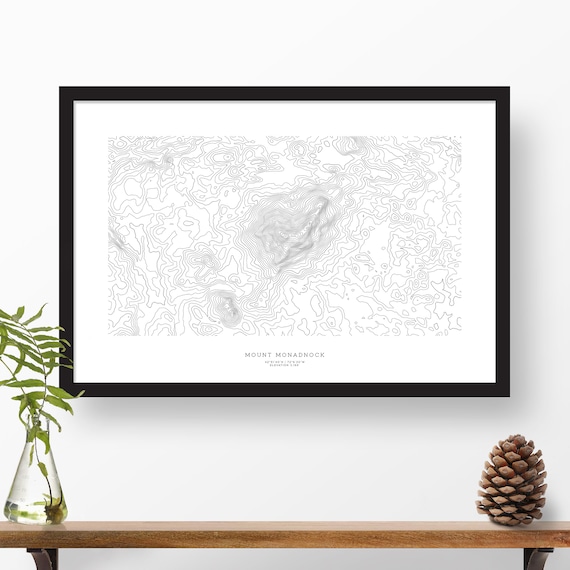 Mount Monadnock, New Hampshire | Topographic Print, Contour Map, Map Art | Home or Office Decor, Gift for Mountain Lover or Hiker