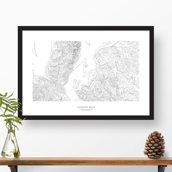 Jackson Hole, Wyoming | Topographic Print, Contour Map, Map Art | Home or Office Decor, Gift for Wilderness and Mountain Lover or Skiier