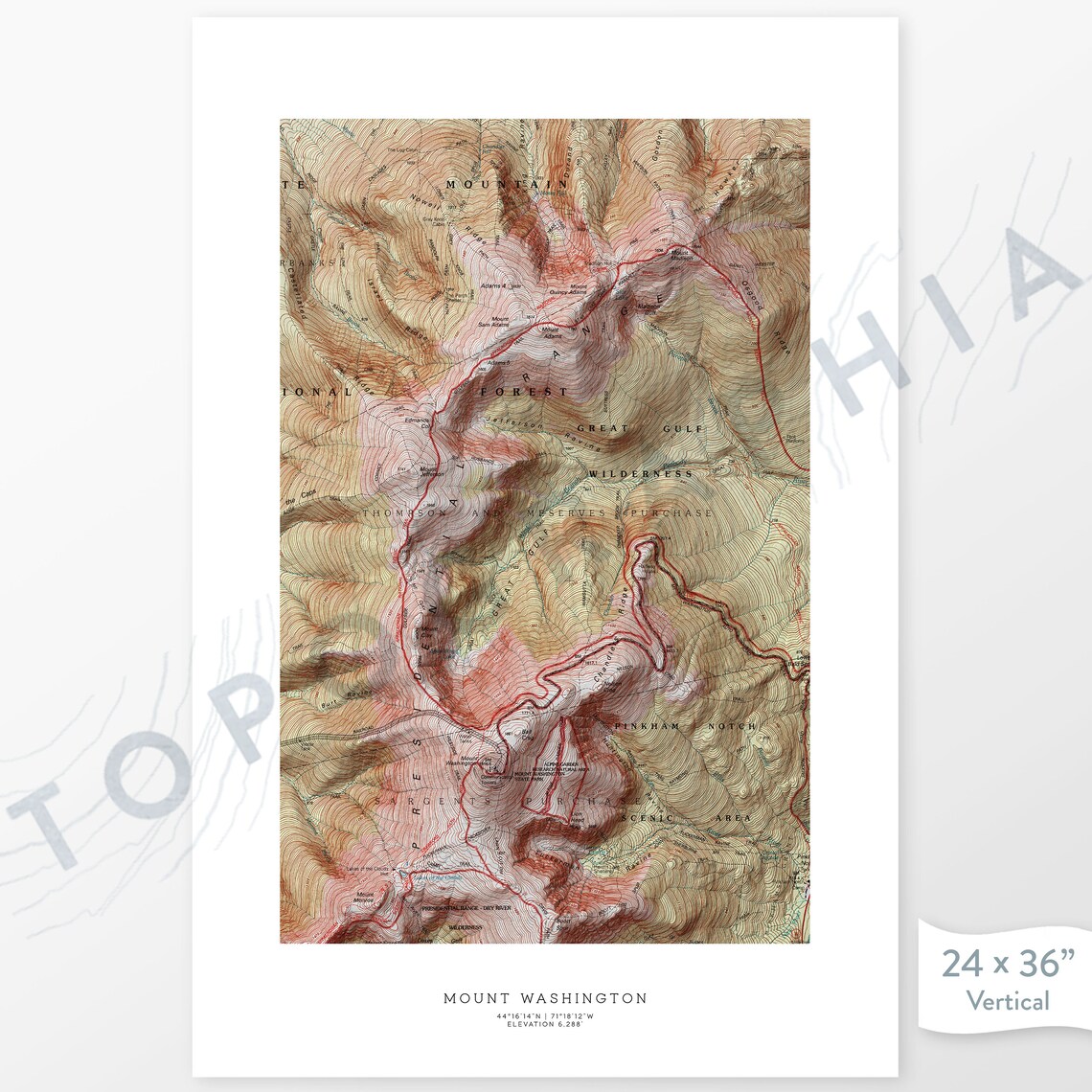 Mount Washington New Hampshire USGS Topographic Print Map Etsy