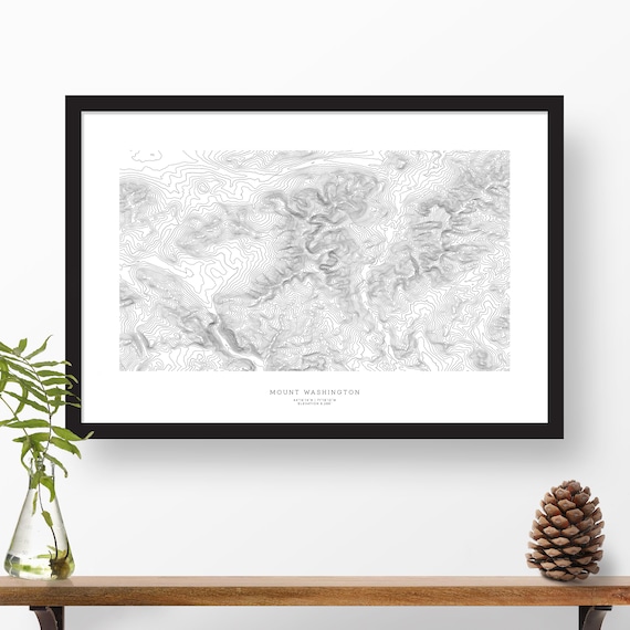 Mount Washington, New Hampshire | Topographic Print, Contour Map, Map Art | Home or Office Decor, Gift for Wilderness Lover or Hiker