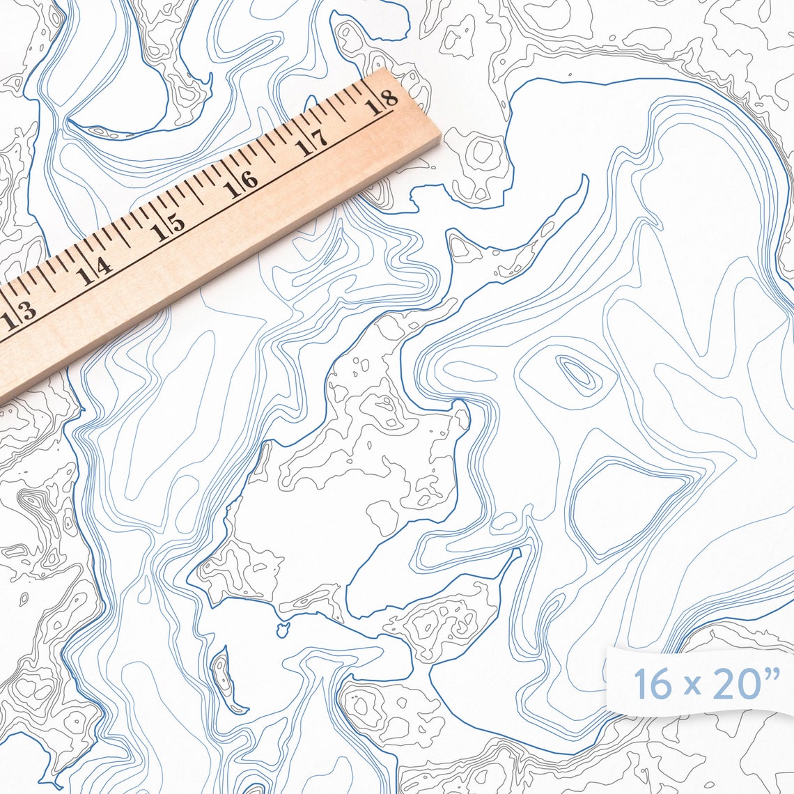 Your Minnesota Lake Topographic Map Contour Print Poster Blue Etsy