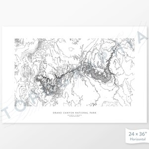 Grand Canyon National Park, Arizona Topographic Print, Contour Map, Map Art Home or Office Decor, Gift for Wilderness Lover or Camper image 2