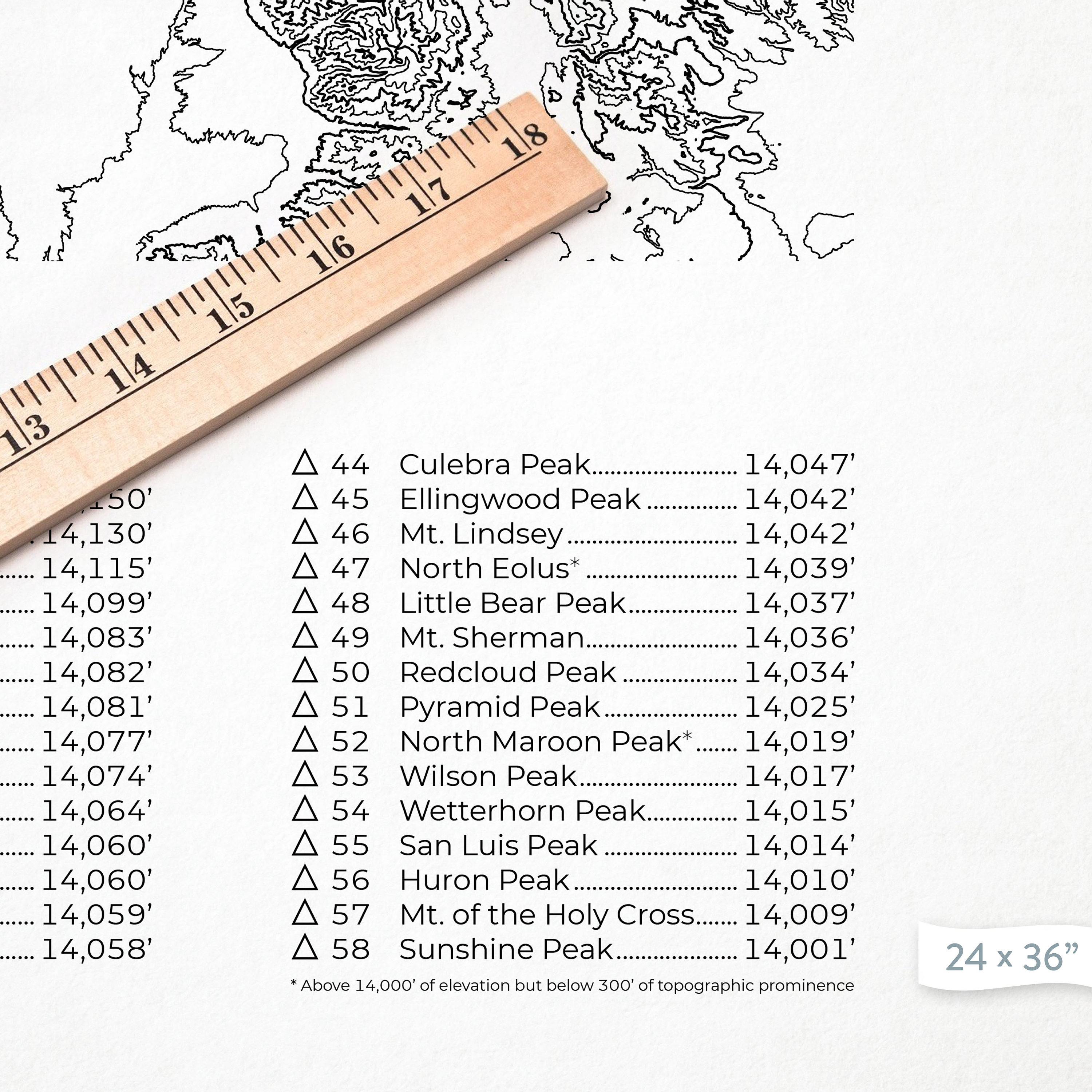 Colorado Fourteeners | 14ers Summit Tracker, Topographic Print, Map Art ...