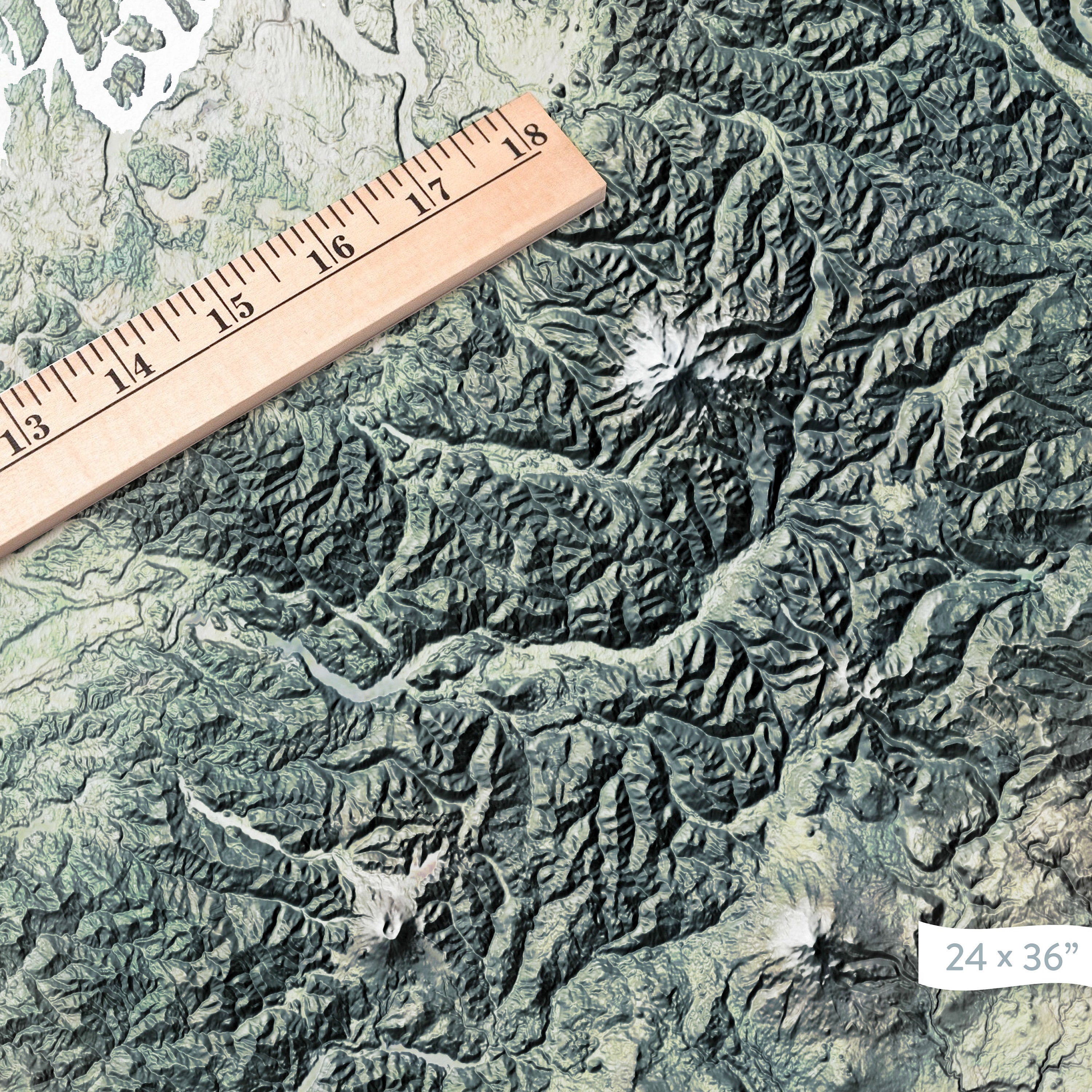 Washington State Map Art | Topographic Shaded Relief Print Poster With ...