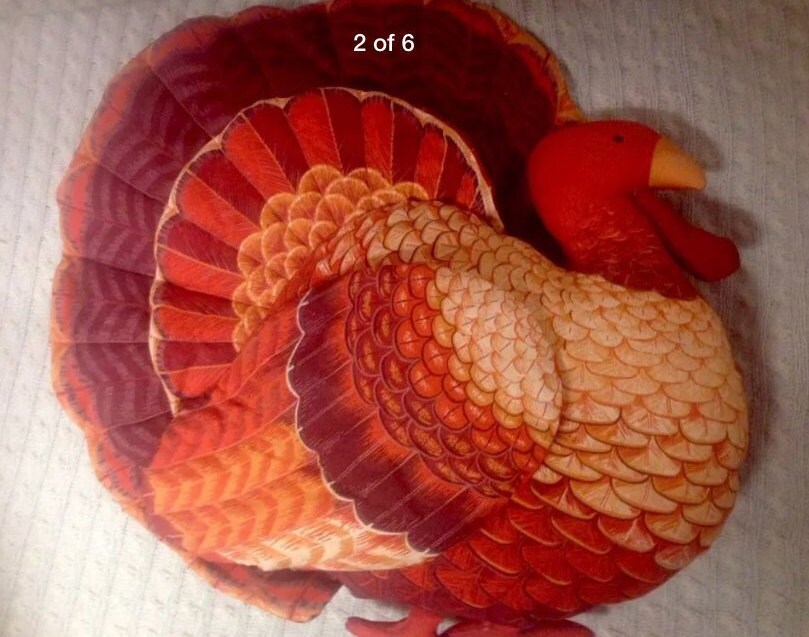 Turkey Hand Sewn Fabric Panel Turkey Stuffed Pillow Wall Decor Etsy