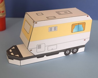 Camper DIY Paper Craft Model Kit, Kids Summer Project Gift and Party Idea Road Trip Toy Fun Activity Set Travelling RV Family Sightseeing