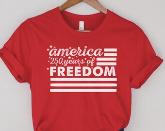 America 250th Birthday Shirt, Fourth of July 2026 Anniversary Patriotic USA Flag Tee,  Independence Day Gift