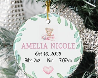 Baby Birth Stats Ornament, Newborn keepsake gift, birth stats gifts