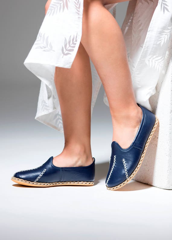 navy blue summer flats