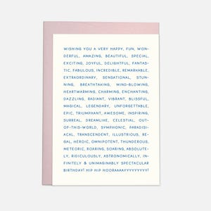 Adjectifs anniversaire - carte de vœux tendance
