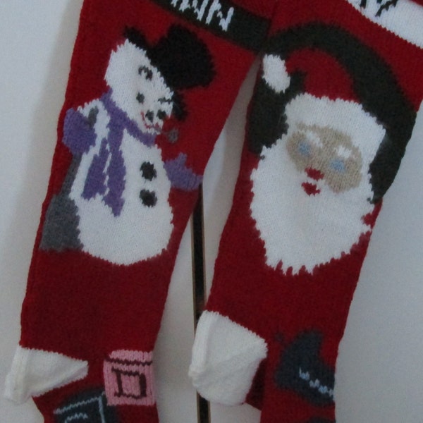 Custom made, Christmas Stockings, Personalized, Hand Knitted Christmas Stockings - Snowman or Santa in angora yarn - 2024 Season