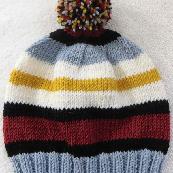 Child's Stripe Wool Hat, 3 sizes, Soft Merino, 100% Virgin Wool, Children's Hat
