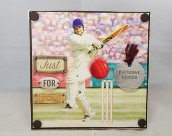 3D Box Birthday Card - Cricket - luxury unique quality special bespoke UK - Dad/Son/Uncle/Brother/Nephew/Granddad