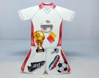 3D Football Soccer Male Birthday Handmade Card -luxury unique quality special bespoke UK -Dad/Son/Uncle/Brother/Nephew/Granddad
