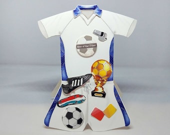3D Football Soccer Male Birthday Handmade Card -luxury unique quality special bespoke UK -Dad/Son/Uncle/Brother/Nephew/Granddad