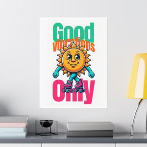 Póster "Solo buenas vibras", Arte mural "Buena energía", Decoración para consultorio de terapia, Rincón de la calma, Consultorio de consejería