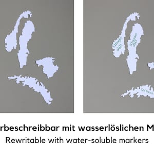 Puede incluir: Dos im&aacute;genes de un mapa blanco del mundo, dividido en continentes. Los continentes est&aacute;n etiquetados con el a&ntilde;o 2023 y el nombre del continente. El texto est&aacute; escrito con un marcador verde. La imagen tiene el pie de foto "Reescribible con marcadores solubles en agua."